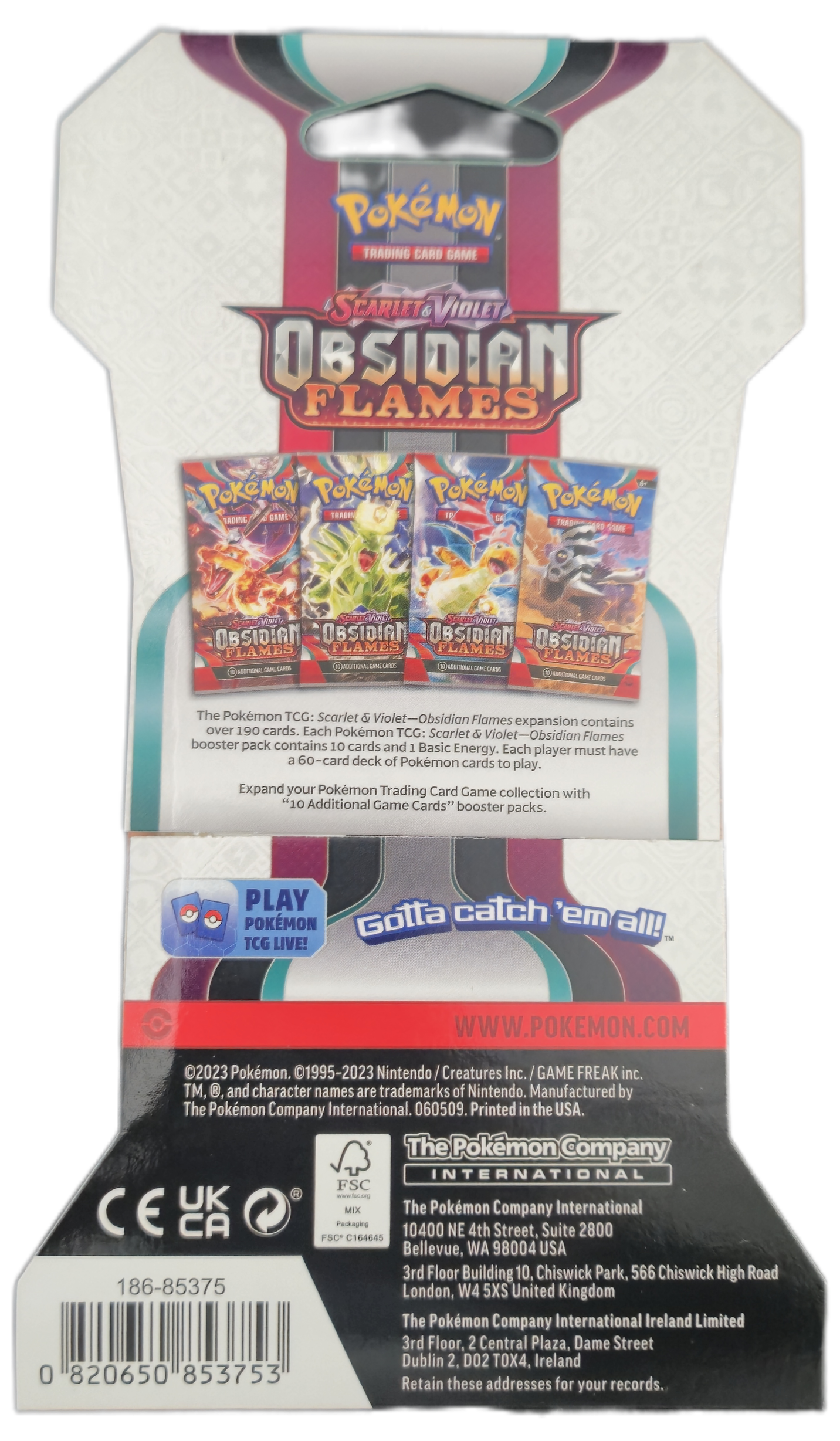 Pokémon Scarlet & Violet Obsidian Flames Sleeved Booster Pack