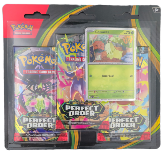 Pokémon Mega Evolution Perfect Order Chikorita 3-Pack Blister