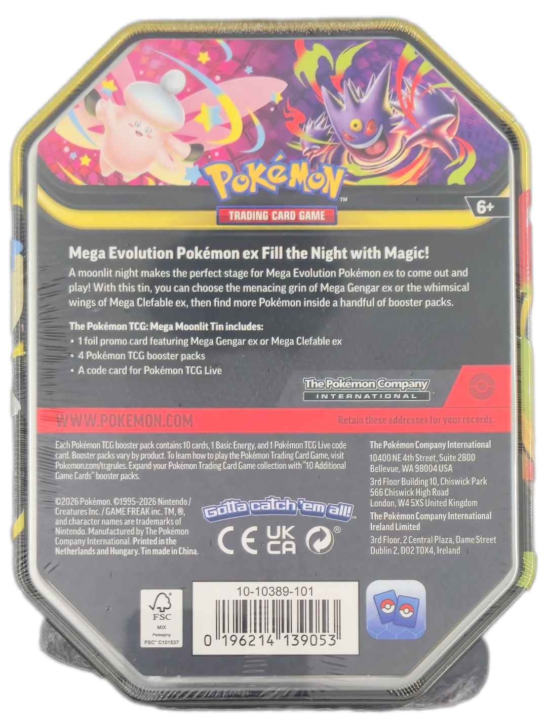 Pokémon TCG: Mega Moonlit Tins: Mega Gengar ex Tin