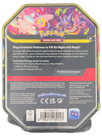 Pokémon TCG: Mega Moonlit Tins: Mega Gengar ex Tin