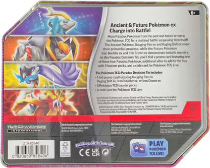 Pokémon Paradox Destinies Tins: Gouging Fire ex Tin (US Version)