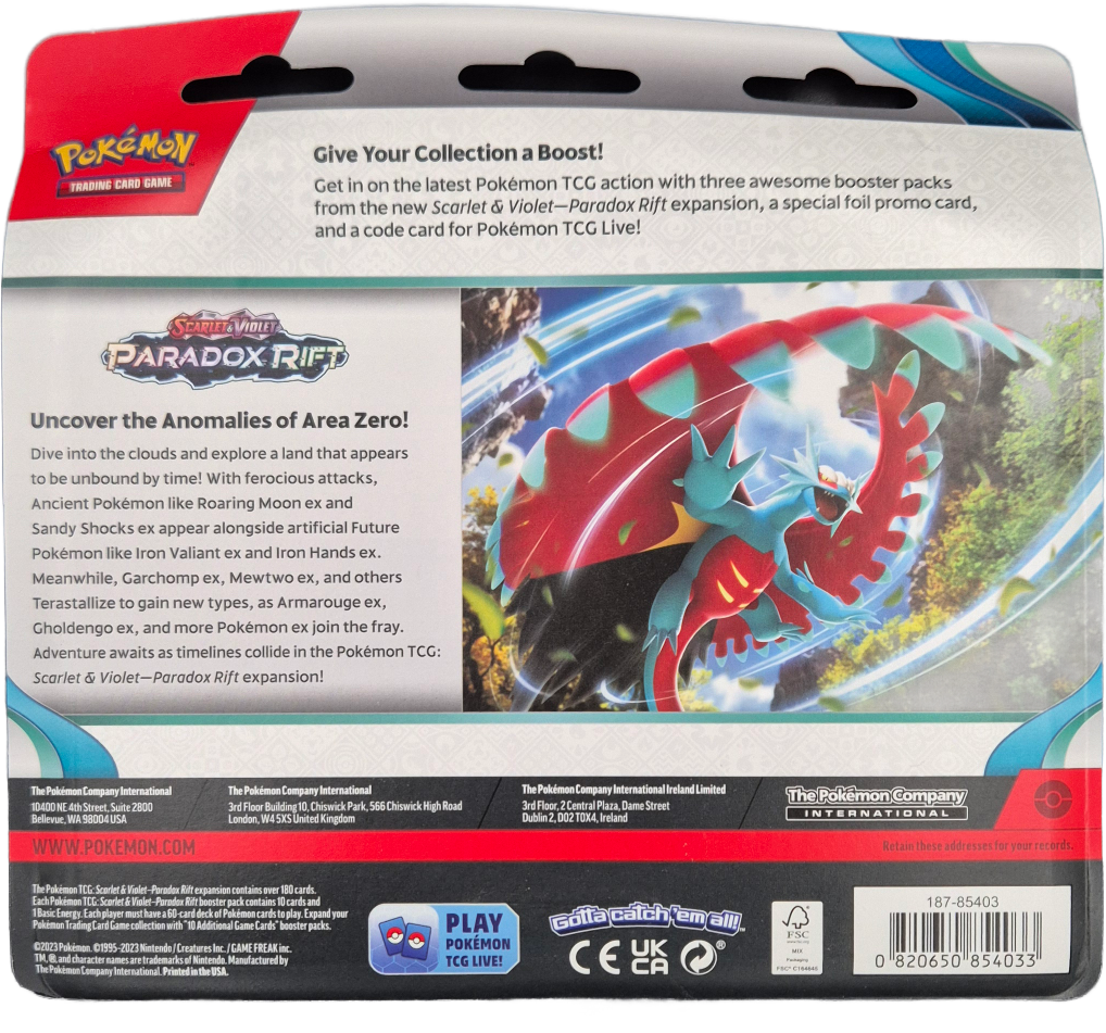 Pokémon Scarlet & Violet Paradox Rift 3-Pack Blister - Cetitan